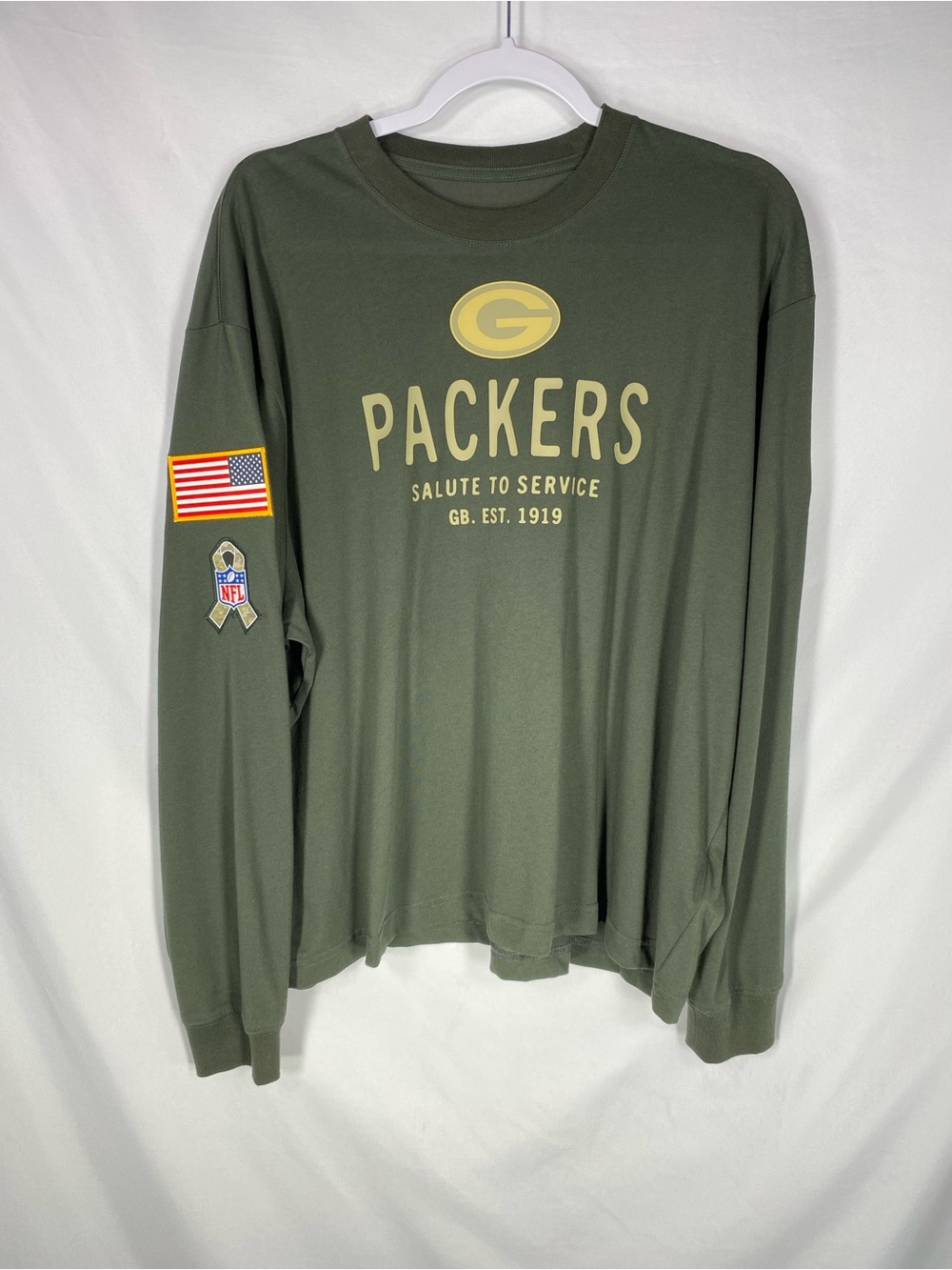Nike Packers Salute to Service Dri-FIT Long Sleeve Shirt XL Green Bay